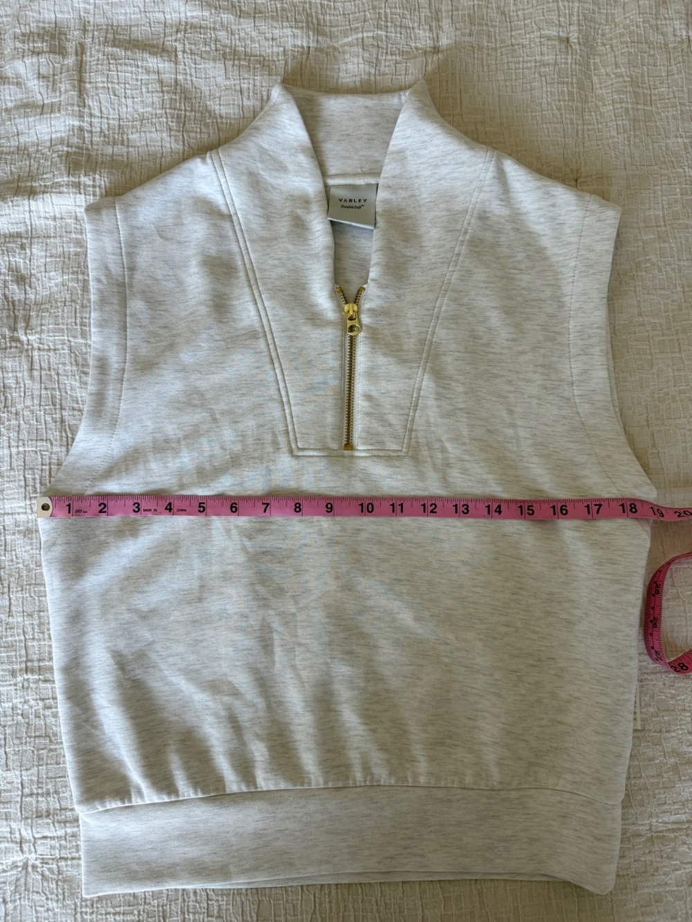 Varley Loretta Cream Sleeveless Half-Zip Pullover with Gold Hardware - Picture 4 of 8